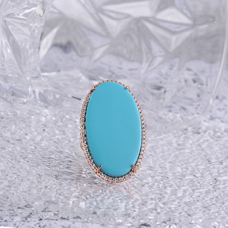 Big Nature Blue Stone 925 Silver or Brass Fashion Accessories Factory Wholesale Trendy 2023 Women Charm CZ Luxury Ring