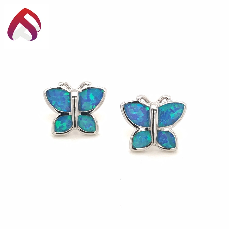 Animal Blue Opal 925 Silver Jewelry Fashion Butterfly Opal Ring for Women (RG88366)