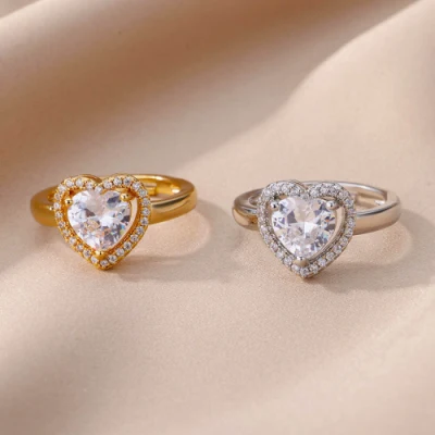 Оптовая продажа бриллиантовое циркониевое кольцо с открытым сердцем и звездой-бабочкой обручальные кольца