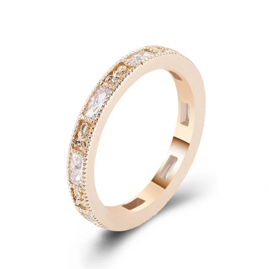 Кольцо вечности из муассанита французской огранки из 14-каратного золота для женщин, обручальные кольца