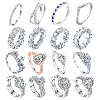 Кольцо для женщин, обручальное кольцо с кристаллом CZ, классическое простое кольцо из стерлингового серебра 925 пробы с бриллиантом
