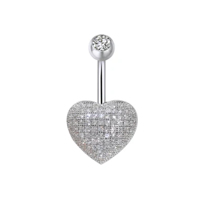 Кольцо из стерлингового серебра 925 пробы с кристаллами Love Heart и CZ в пупке, пирсинг в пупке