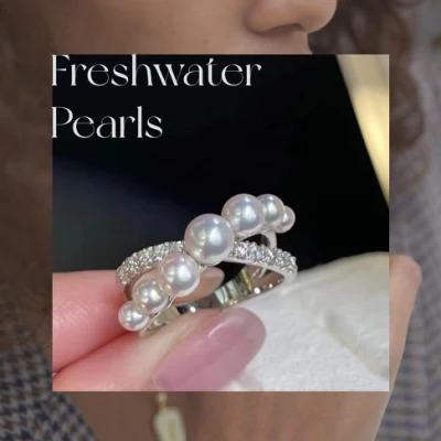 Натуральный пресноводный жемчуг, серебряное кольцо 925 пробы, ювелирные изделия для женщин, высококачественные позолоченные 18-каратные обручальные украшения, оптовая продажа, элегантные роскошные кольца