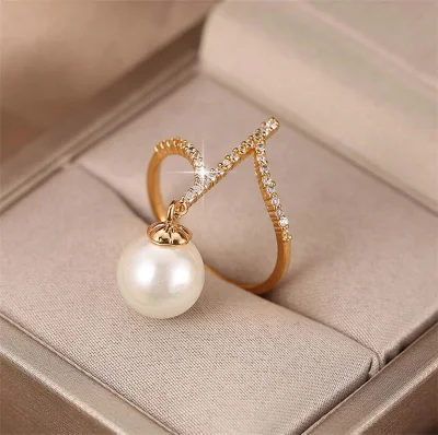 Женское элегантное кольцо из золота и серебра с бриллиантами, кольцо с белым пресноводным жемчугом