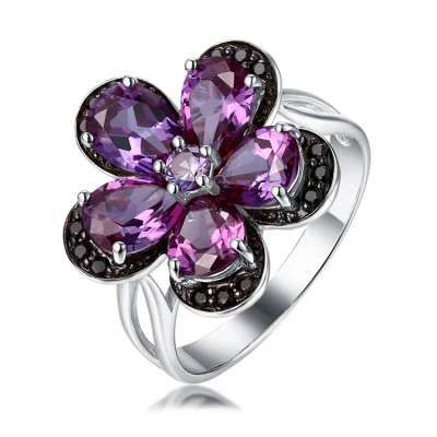 Серебряное кольцо 925 пробы и цветочный дизайн CZ, модные ювелирные изделия на заказ