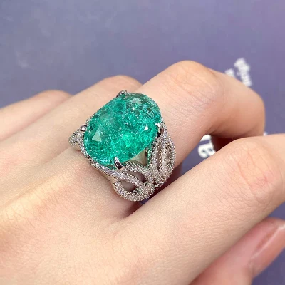 Классические винтажные блестящие овальные кольца с микро инкрустацией, зеленые кольца на палец с имитацией циркония, кольца на палец Parai Bappa для женщин