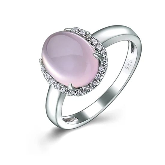 Женщины бижутерия простое розовое кольцо на палец из халцедона для подарков