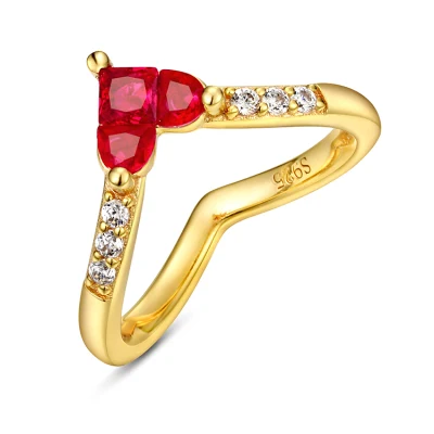 Оптовые модные женские ювелирные кольца из стерлингового серебра 925 пробы с красным корундом в форме сердца