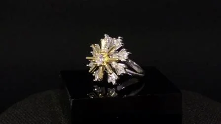 Модный дизайн, обручальное кольцо с золотым бриллиантом в форме цветка